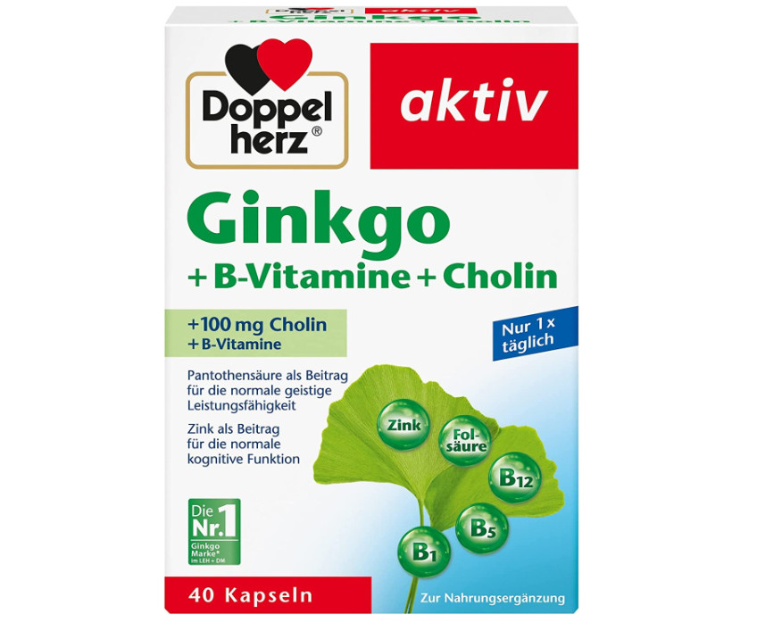 Viên uống bổ não Ginkgo Doppelherz Aktiv + B-Vitamine + Cholin hộp 40 Viên