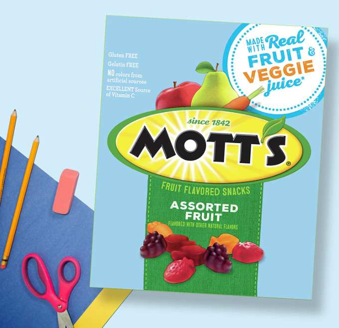 Kẹo dẻo Mỹ Mott's Fruit Flavored Snacks, Assorted Fruit thùng 90 gói