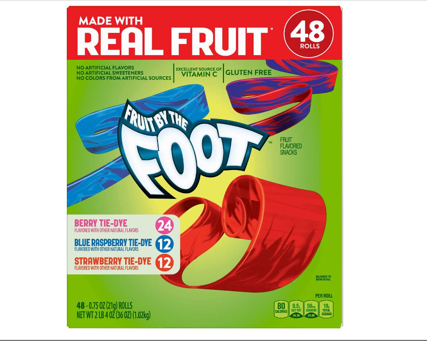 Kẹo dẻo trái cây cuộn FRUIT BY THE FOOT thùng 48 cuộn