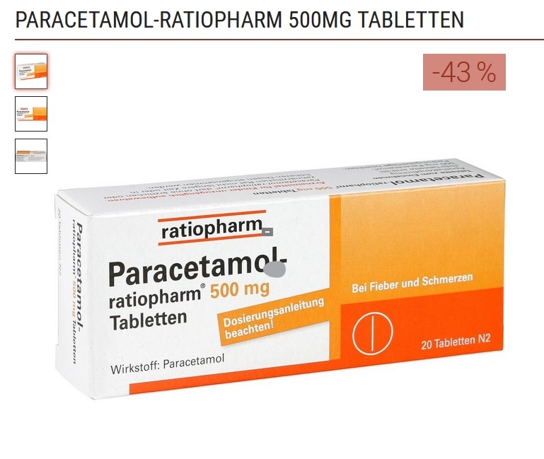 Thuốc hạ sốt, giảm đau Paracetamol 500mg Đức hộp 20 viên