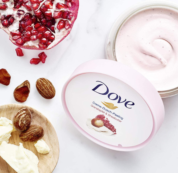 Kem tắm tẩy tế bào chết Dove Cream Peeling chiết xuất lựu và bơ hạt mỡ hàng nội địa Đức