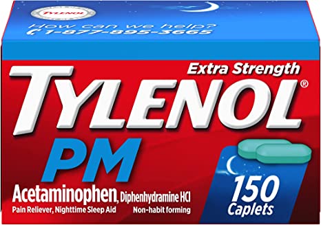 Viên uống giảm đau hạ sốt Tylenol PM dùng ban đêm hộp 150 viên